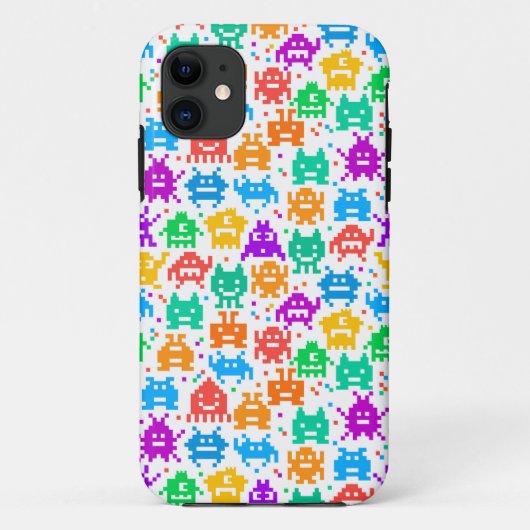 可愛いカラフルのピクセル化されたモンスタパターン Case-Mate iPhoneケース (裏面)