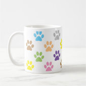 可愛いカラフルの子犬の足のプリントパターン コーヒーマグカップ (左)