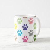 可愛いカラフルの子犬の足のプリントパターン コーヒーマグカップ (正面右)