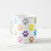 可愛いカラフルの子犬の足のプリントパターン コーヒーマグカップ (正面左)