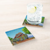 可愛いカラフルひげ竜ガラスのコースター ガラスコースター (アングル)