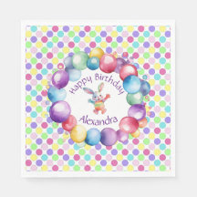 可愛いカラフルウォーターカラーバニーと水玉模様