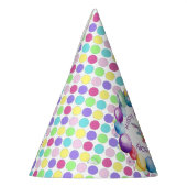 可愛いカラフルウォーターカラーバニーと水玉模様 パーティーハット (左)