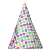 可愛いカラフルウォーターカラーバニーと水玉模様 パーティーハット (右)