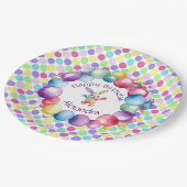 可愛いカラフルウォーターカラーバニーと水玉模様 ペーパープレート (アングル)
