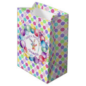 可愛いカラフルウォーターカラーバニーと水玉模様 ミディアムペーパーバッグ (裏面アングル)