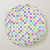 可愛いカラフルウォーターカラーバニーと水玉模様 ラウンドクッション (裏面)