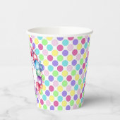 可愛いカラフルウォーターカラーバニーと水玉模様 紙コップ (左)