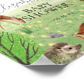 可愛いカラフルウッドランドの動物パーティー歓迎サイン ポスター (角)