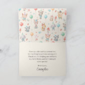 可愛いカラフルウッドランド動物誕生会 サンキューカード (内部)