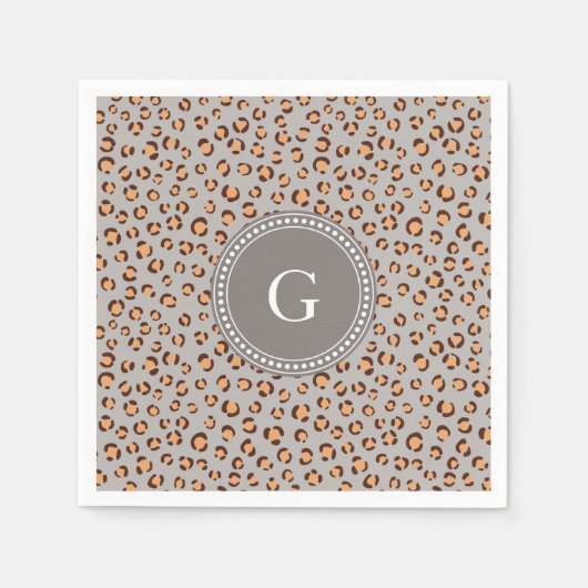 可愛いカラフルオレンジ色のチーズプリントモノグラム スタンダードカクテルナプキン (正面)