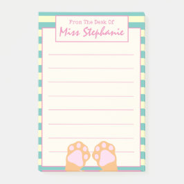 可愛いカラフルオレンジ色の猫の手を先生 ポストイット