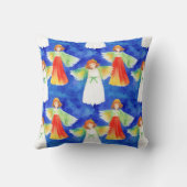 可愛いカラフルガーディアンジェルズブルーウォーターカラーキッズ クッション (裏面)
