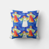 可愛いカラフルガーディアンジェルズブルーウォーターカラーキッズ クッション (正面)