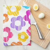 可愛いカラフルガーリー花明るい花柄 キッチンタオル (四つ折り)