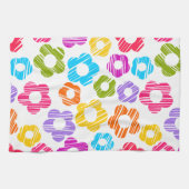 可愛いカラフルガーリー花明るい花柄 キッチンタオル (横)