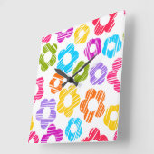 可愛いカラフルガーリー花明るい花柄 スクエア壁時計 (傾斜)