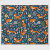 可愛いカラフルキツネ花鳥柄2 ラッピングペーパー (フラット)