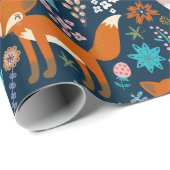 可愛いカラフルキツネ花鳥柄2 ラッピングペーパー (ロールコーナー)