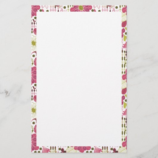 可愛いカラフルクラシック花柄 便箋 (正面)