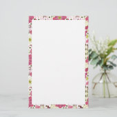 可愛いカラフルクラシック花柄 便箋 (スタンド正面)