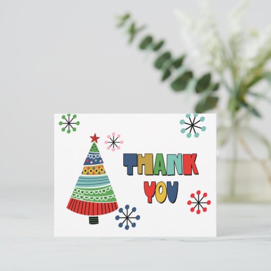 可愛いカラフルクリスマスありがとうはがき ポストカード (スタンド正面)