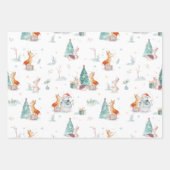 可愛いカラフルクリスマスの動物のパターン ラッピングペーパーシート (正面3)