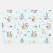 可愛いカラフルクリスマスの動物のパターン ラッピングペーパーシート (正面2)