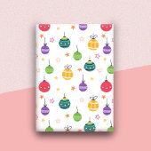 可愛いカラフルクリスマスツリーオーナメントパターン ラッピングペーパー