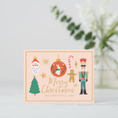 可愛いカラフルクリスマスファミリークッキーカード シーズンポストカード (スタンド正面)