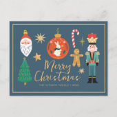 可愛いカラフルクリスマスファミリークッキーカード シーズンポストカード (正面)