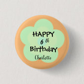 可愛いカラフルグラデーションデイジー花誕生日名 缶バッジ (正面)