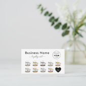 可愛いカラフルコーヒーカップ飲み物あなたのロゴハートを追加 ロイヤリティカード (スタンド正面)