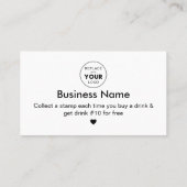 可愛いカラフルコーヒーカップ飲み物あなたのロゴハートを追加 ロイヤリティカード (裏面)