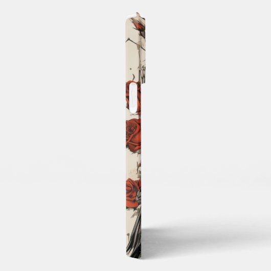 可愛いカラフルゴシック風のレーブン&レッドローズ iPhoneケース (右側面)