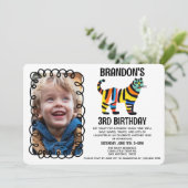 可愛いカラフルシンプルレインボータイガー誕生日パーティー 招待状 (スタンド正面)