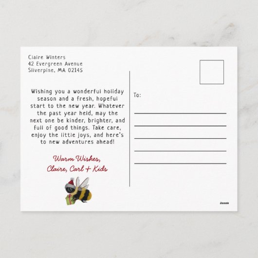 可愛いカラフルシーズンズトゥートンバードパンクリスマス シーズンポストカード (裏面)