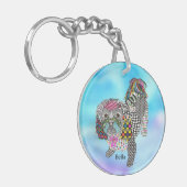 可愛いカラフルシーズー(犬)Tzuキーチェーン キーホルダー (正面左)