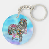 可愛いカラフルシーズー(犬)Tzuキーチェーン キーホルダー (裏面)