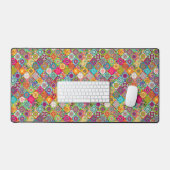 可愛いカラフルシームレスな装飾模様 デスクマット (キーボード&マウス)