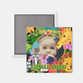 可愛いカラフルジャングルサファリの動物の子供の写真 マグネット (正面/裏面)