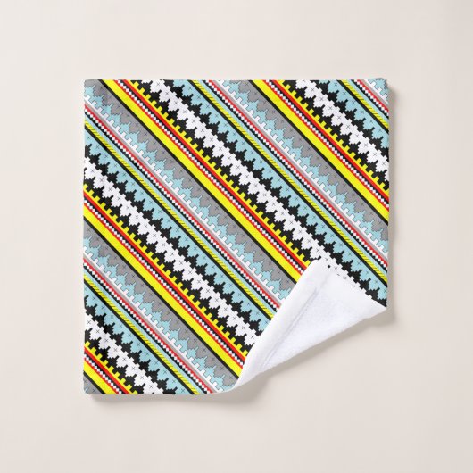 可愛いカラフルストライプ幾何学模様Case-Mate バスタオルセット (ウォッシュタオル)