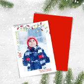 可愛いカラフルストリングライトクリスマスフォト シーズンカード