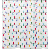 可愛いカラフルストリングライトパターンクリスマス シャワーカーテン (正面)