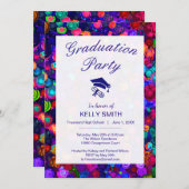可愛いカラフルスパイラルコスモス卒業パーティー 招待状 (正面/裏面)