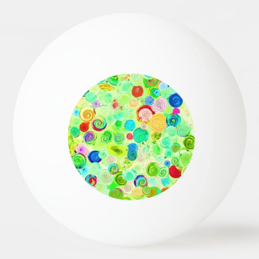 可愛いカラフルスパイラルコスモス柄買い物袋 卓球ボール (正面)