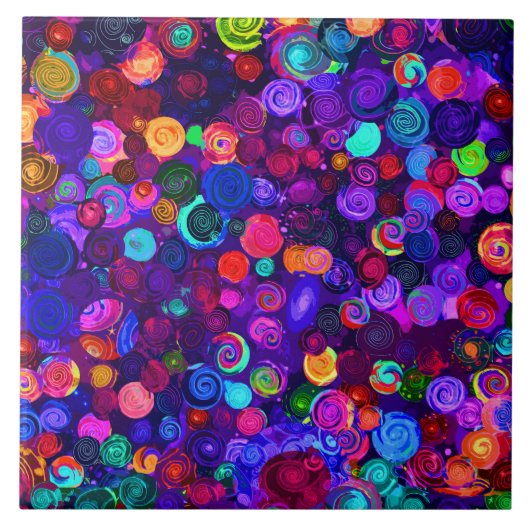 可愛いカラフルスパイラルコスモス タイル (正面)