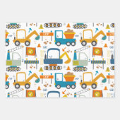 可愛いカラフルダンパートラックディガーパターン ラッピングペーパーシート (正面)