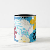 可愛いカラフルデイジーシダの泡の雲パターン ツートーンマグカップ (中央)