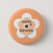 可愛いカラフルデイジー花柄誕生日名 缶バッジ (正面)